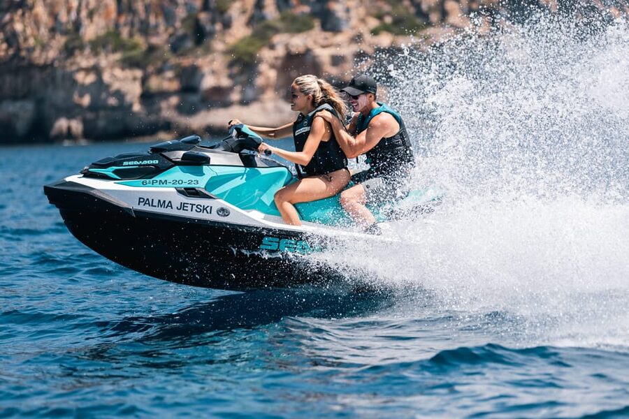 Calanova: Doble Jet Ski excursion with guide - One jet ski, two riders, and no boat license